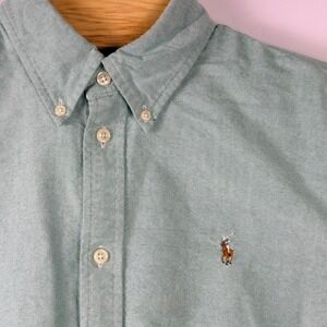 Ralph Lauren Oxford Shirt Boys Large Sage Green Button Down Flesh Pony Logo